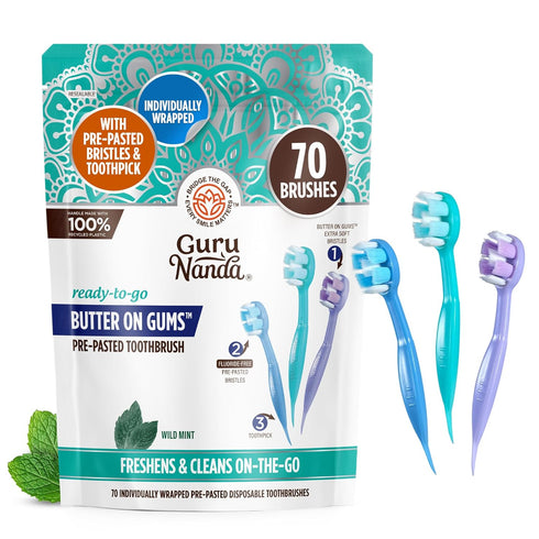 GuruNanda Ready-to-Go Disposable Mini Travel Toothbrushes