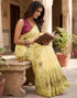 Vasthrlay Chanderi Printed Light Beige | Multi Saree With Unstitched Blouse Piece