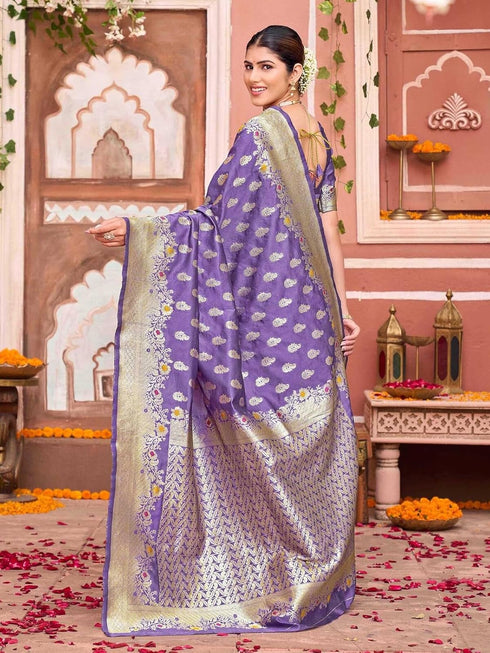 Vasthrlay Banarasi Weaving Peach Saree