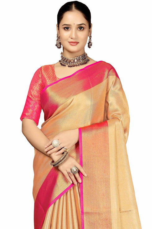 Vsathrlay Gold Kanjivaram Banarasi Festival Ethnic Wear