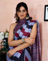 Vasthrlay Printed Chanderi Unstitched Teal Saree