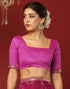 Vasthrlay Georgette Bandhani Unstitched Rani Pink Saree