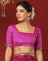 Vasthrlay Georgette Bandhani Rani Pink Saree With Unstitched Blouse Piece