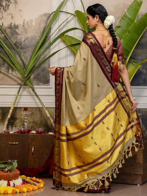 Vasthrlay Weaving Beige Saree