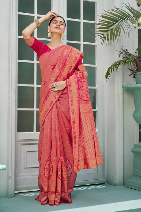 Vasthrlay Banarasi Premium Pink Ethnic Wear