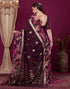 Vasthrlay Georgette Printed Unstitched Rani Pink Saree