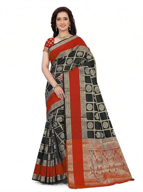 Vasthrlay Banarasi Green Ethnic Wear