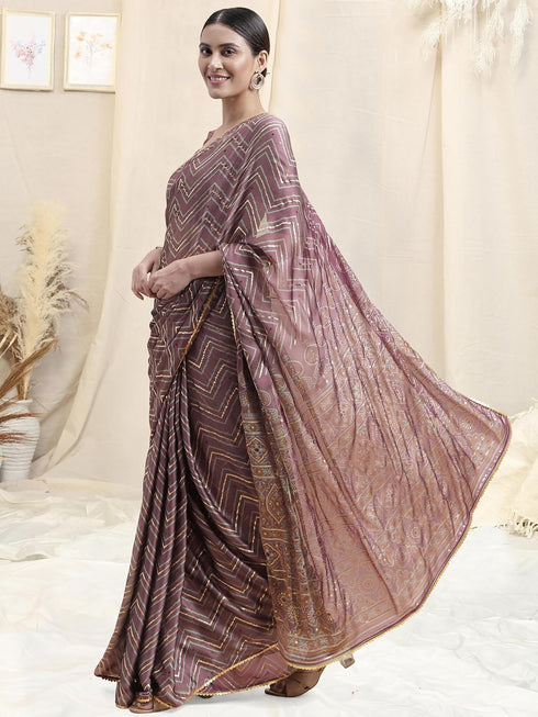 Vasthrlay Fashion Chiffon Chevron Printed Ethnic Wear