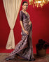 Vasthrlay Chiffon Printed Unstitched Dark Green Saree