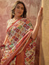 Vasthrlay Printed Jacquard Unstitched Dusty Pink Saree