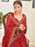 Vasthrlay Georgette Embroidery Unstitched Dark Green Saree