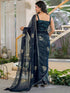Vasthrlay Georgette Printed Unstitched Green Saree