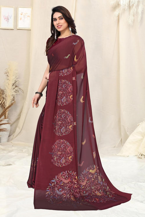 Vasthrlay Fashion Chiffon Printed Dusty Ethnic Wear