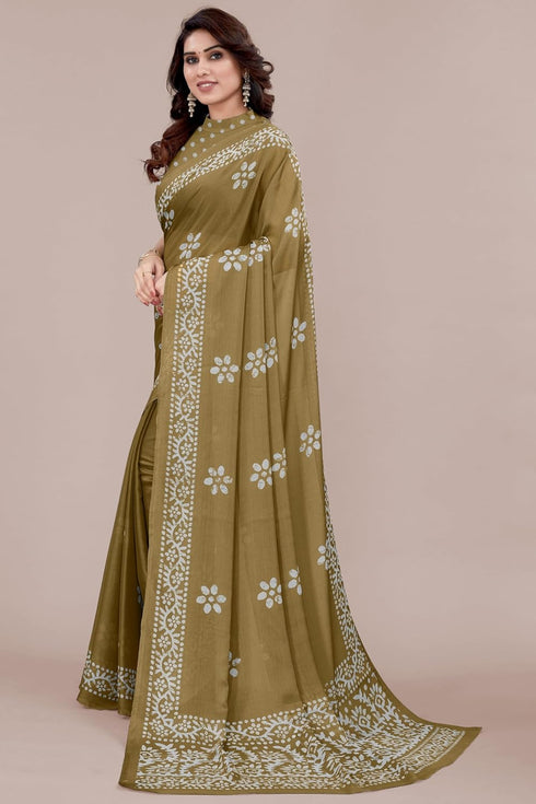 Vasthrlay Fashion Chiffon Printed Parrot Ethnic Wear