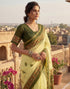 Vasthrlay Chanderi Printed Lemon Yellow Saree With Unstitched Blouse Piece