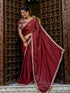 Vasthrlay Sequins Embroidery Unstitched Maroon Saree