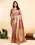 Vasthrlay Kanjivaram Banarasi Wedding Light Pink Saree With Unstitched Blouse Piece