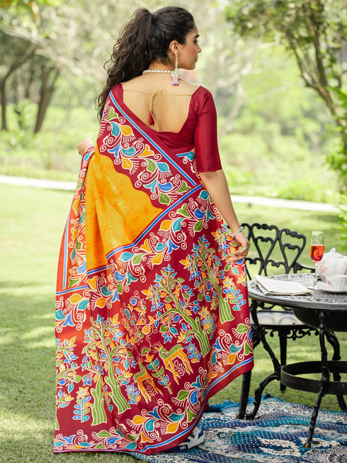 Vasthrlay Madhubani Printed Unstitched Hs Ethnic Wear