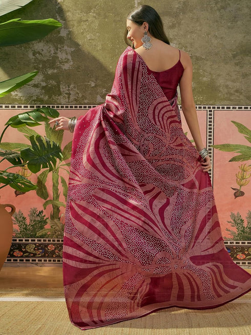 Vasthrlay Womens Printed Unstitched Beige Saree