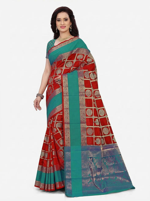 Vasthrlay Banarasi Green Ethnic Wear