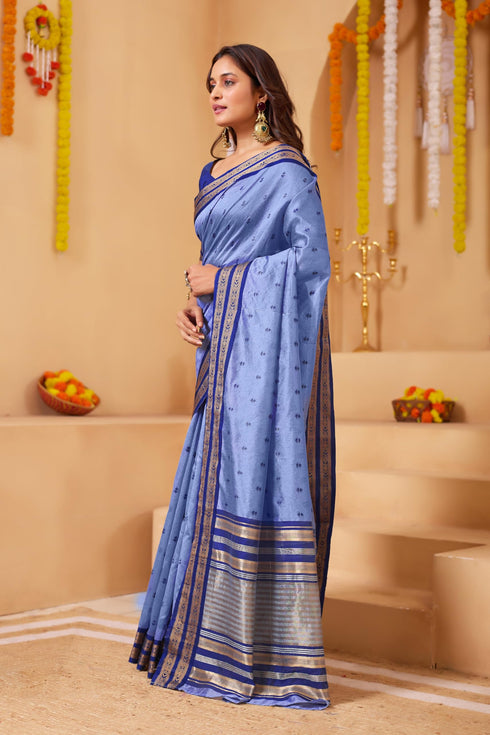 Vasthrlay Orange Jacquard Unstitched Saree