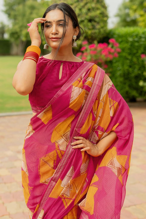 Vasthrlay Fashion Georgette Geometric Green Ethnic Wear
