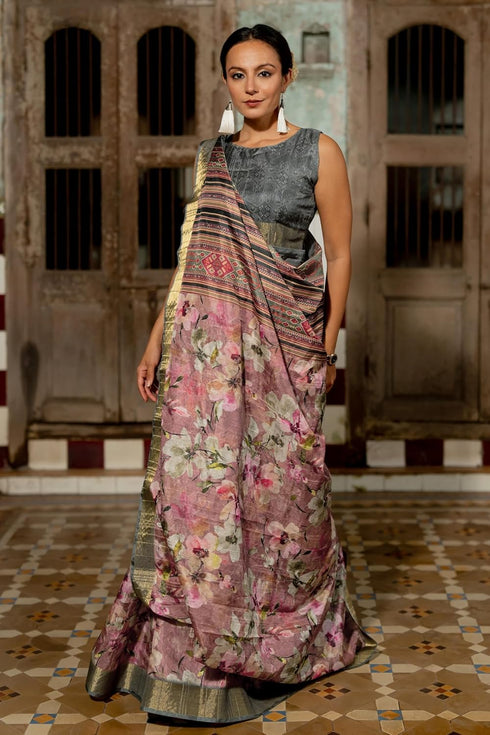 Vasthrlay Fashion Handloom Printed Dusty Ethnic Wear