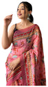 Vasthrlay Pink Printed Unstitched Saree