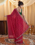 Vasthrlay Georgette Bandhani Unstitched Red Saree