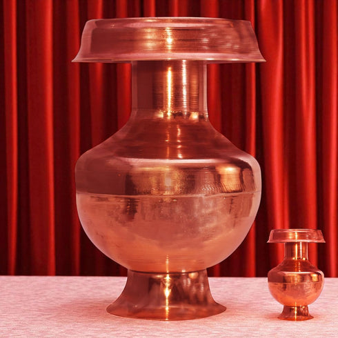 Pure Copper Devi Ghot 1 Litre | Traditional Pooja Kalash Lota for Temple & Home Rituals