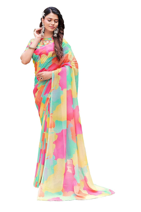 Vasthrlay Georgette Sequence White Ethnic Wear