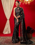 Vasthrlay Chiffon Printed Unstitched Black Saree