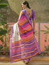 Vasthrlay Womens Printed White And Multi Saree With Unstitched Blouse Piece