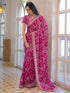 Vasthrlay Georgette Embroidery Unstitched Dark Green Saree