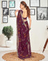 Vasthrlay Chiffon Tassels Unstitched Dark Green Saree