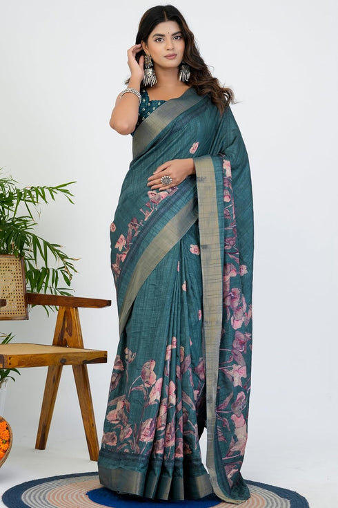 Vasthrlay Fashion Paisley Printed Grey Ethnic Wear