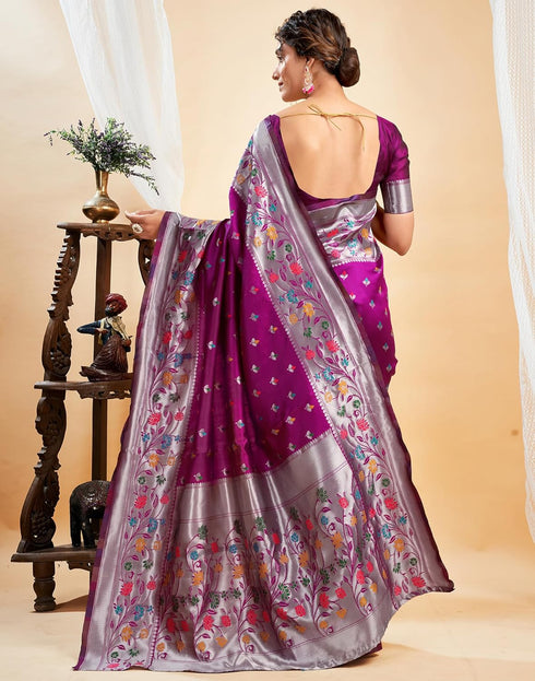 Vasthrlay Womens Paithani Unstitched Pink Saree