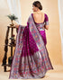 Vasthrlay Womens Paithani Purple Saree With Unstitched Blouse Piece