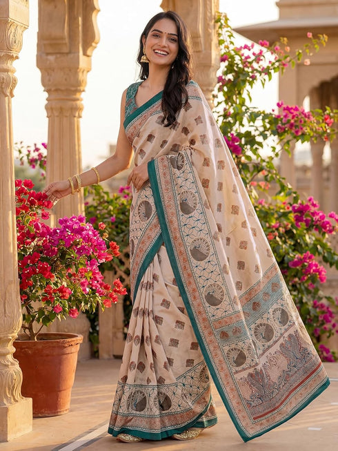 Vasthrlay Banglori Printed Dusty Saree