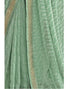 Vasthrlay Embroidery Georgette Mint Green Saree With Unstitched Blouse Piece