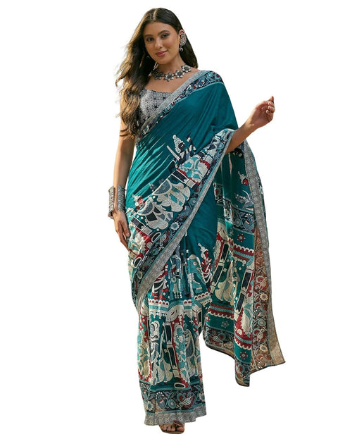 Vasthrlay Womens Printed Unstitched Maroon Saree