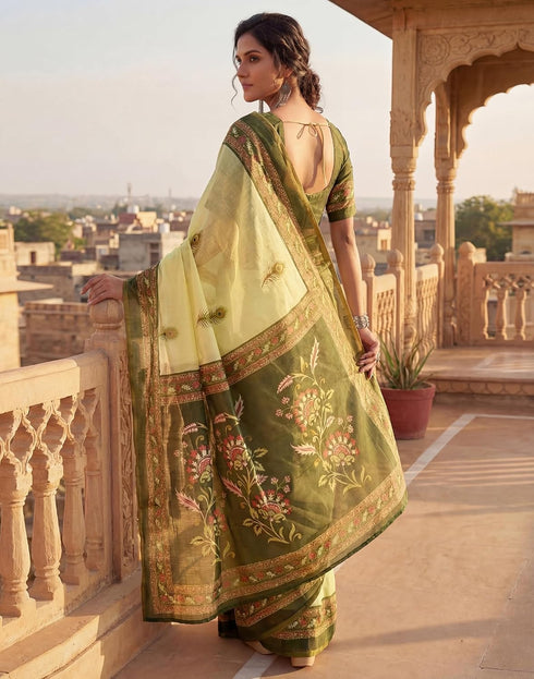 Vasthrlay Chanderi Printed Unstitched Orange Saree