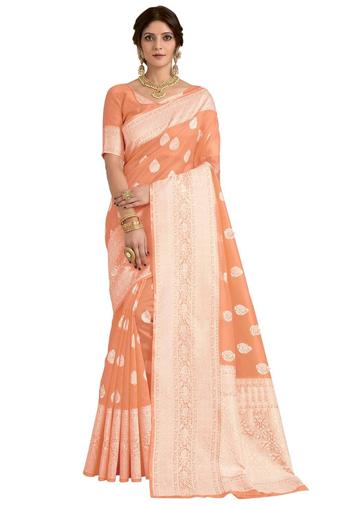 Vasthrlay Banarasi Gs Peach Ethnic Wear