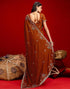 Vasthrlay Georgette Embroidery Rust Saree With Unstitched Blouse Piece