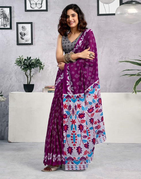Vasthrlay Womens Printed Unstitched Green Saree