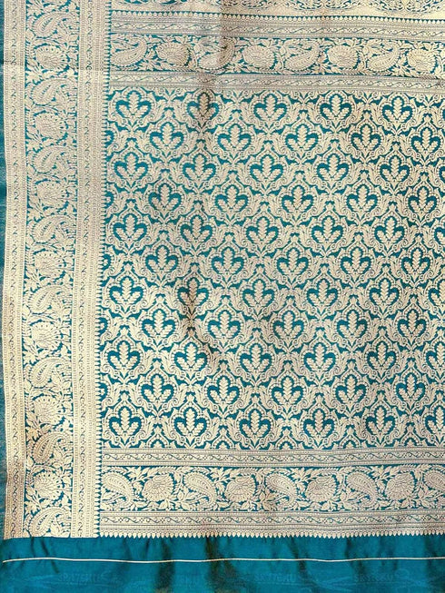 Vasthrlay Banarasi Weaving Mint Saree