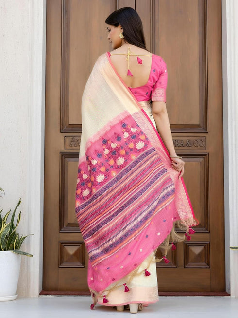 Vasthrlay Weaving Beige1 Beige Saree