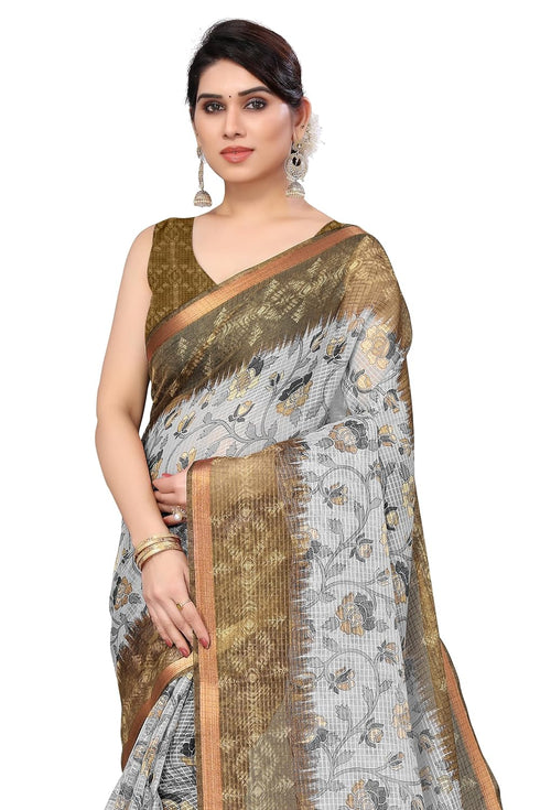 Vasthrlay Fashion Polyester Printed White Ethnic Wear