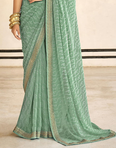 Vasthrlay Embroidery Georgette Unstitched Sky Blue Saree