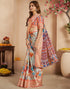 Vasthrlay Womens Printed Multicolor Saree With Unstitched Blouse Piece